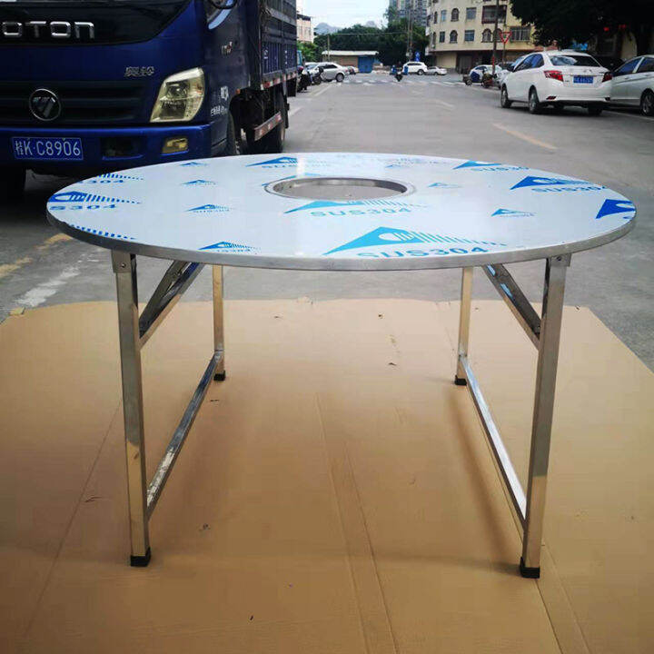 Integrated Folding Stainless Steel Hot Pot round Table New Dining Table
