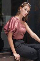 RAMSITA Everly One Shoulder Top - Rose Wood