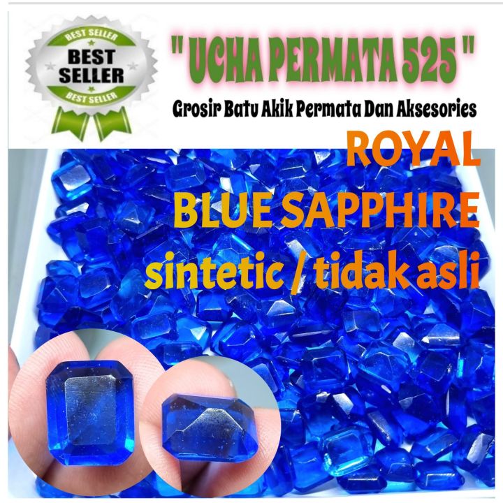 Royal Blue Safir Cutting Kotak Batu Akik Permata Royal Blue Safir Sintetic Todak Asli Lazada 5897