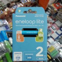 (ชาร์จได้3000ครั้ง) ถ่านชาร์จ Panasonic Eneloop Lite AAA min. 550mAh 2ก้อน ของแท้ Made in Japan