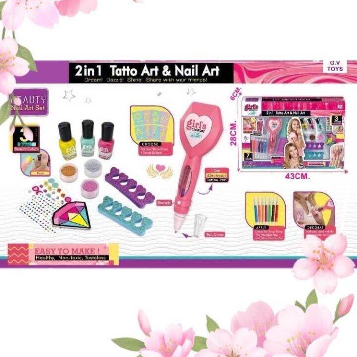 ของเล่น-เครื่องสำอางสำหรับเด็กเล่นของเล่นเด็กทำเล็บ-2in1-tarro-art-amp-nail-artสห2208