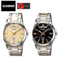 นาฬิกา casio สำหรับคุณผู้ชายที่ชอบความไม่เหมือนและซำ้แบบใครเป็นตัวของตัวเองหน้าปัดสวยงามพร้อมบอกเวลาและวันที่สายสแตนเลสสวยแบบ 2 สีมีทั้งสีเงินและสีทองนำ้หนักสวมใส่ง่ายด้วยแบบบานพับ