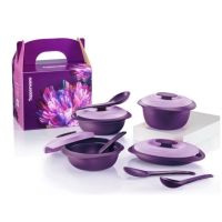 Tupperware Purple Royale Petit Serveware Set ชุดถ้วยเสริฟทัพเพอร์แวร์ พร้อมจวักและฝาปิด ใส่อาหารแช่เย็นหรือเวฟได้ แถมฟรี‼️ถ้วยขนาดเล็ก มีฝาปิด ขนาด 150ml 4 ใบ