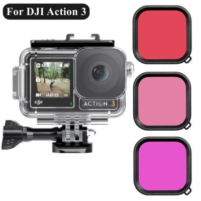 PULUZ เคสกันน้ำ สำหรับ DJI Action 4 / 3 Case Waterproof 40M Housing Diving Protective Underwater Dive Cover For Dji Action3/4 Action Camera Accessories Filters set