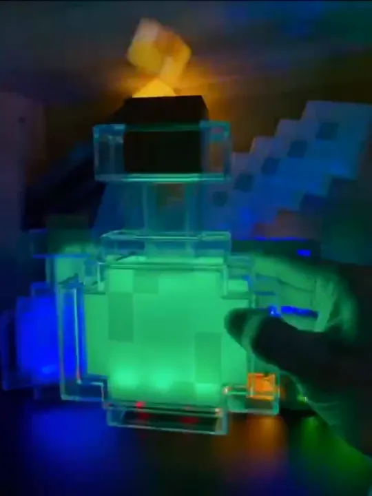 minecraft ไฟฉาย light mc pixel เกม Minecraft อุปกรณ์ต่อพ่วงแขวนผนังชาร์จไฟ led miner's lamp เปลี่ยนสีขวด