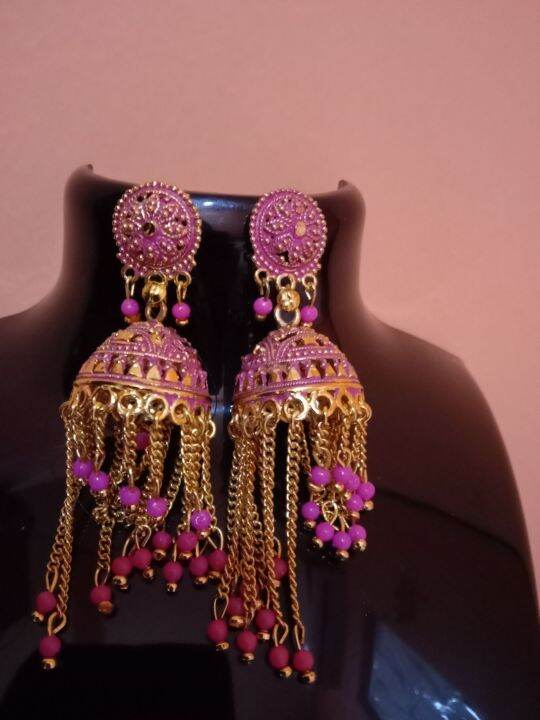 Buy Cute Small Jhumkas 1 Gram Gold White Stone Jimiki Kammal for School  Girls