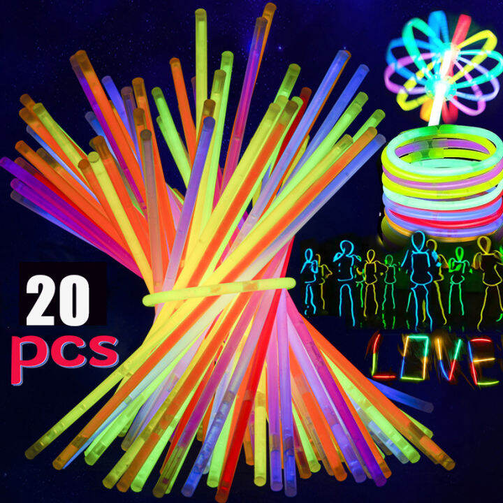 20Pcs Glow Sticks Bulk Fluorescence Stick Dance Concert Party Light