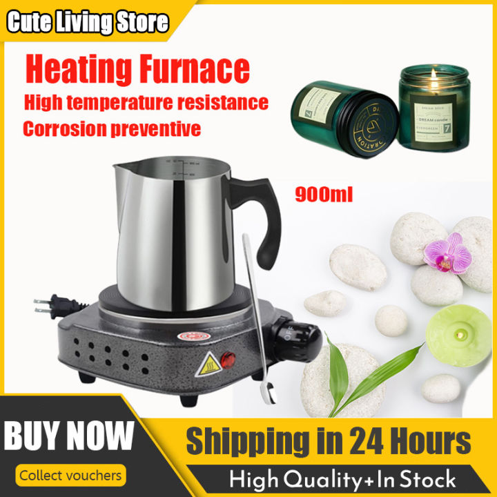 Candle Making Pouring Pot with Electric Hot Plate for Melting Wax Pot and  Long Stain Spoon