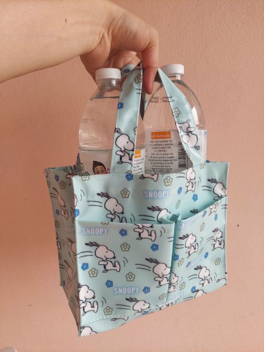 กระเป๋าผ้าpvcกันน้ำ-กระเป๋าใส่กล่องข้าว-กระเป๋าถือ-pvc-small-bag