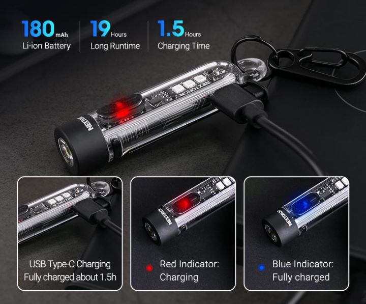 ไฟฉาย-nextorch-รุ่น-k40-ขนาดเล็ก-ความแรง-700-lumens-มี3สีไฟ-ชาร์จไฟในตัว-ของแท้