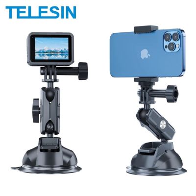 TELESIN Car Phone Holder Suction Cup 360° Adjustable 1/4 Standard Adapter For GoPro 11 10 9 Insta360 Osmo Action SJCAM Mobile Phone