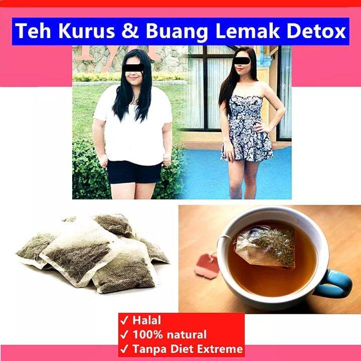 60 Uncang (BORONG) Teh Kurus Buang Lemak Cuci Usus 100 Natural Halal