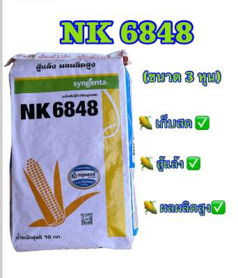 เมล็ดพันธุ์ข้าวโพด 🌽 เอ็นเค NK6848 🌽 ขนาดเม็ด 3 หุน (10 กก.) สู้แล้ง ผลผลิตสูง ปลูกถี่ เก็บสดได้ ขนาดเม็ด 3 หุน (10 กก.)