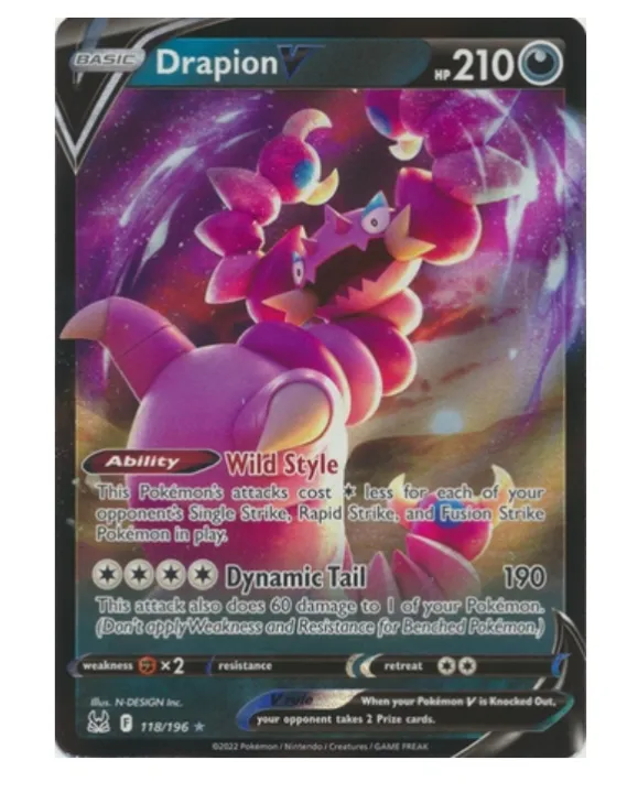 Drapion V 118/196 Ultra Rare Sword & Shield Lost Origin Lazada PH