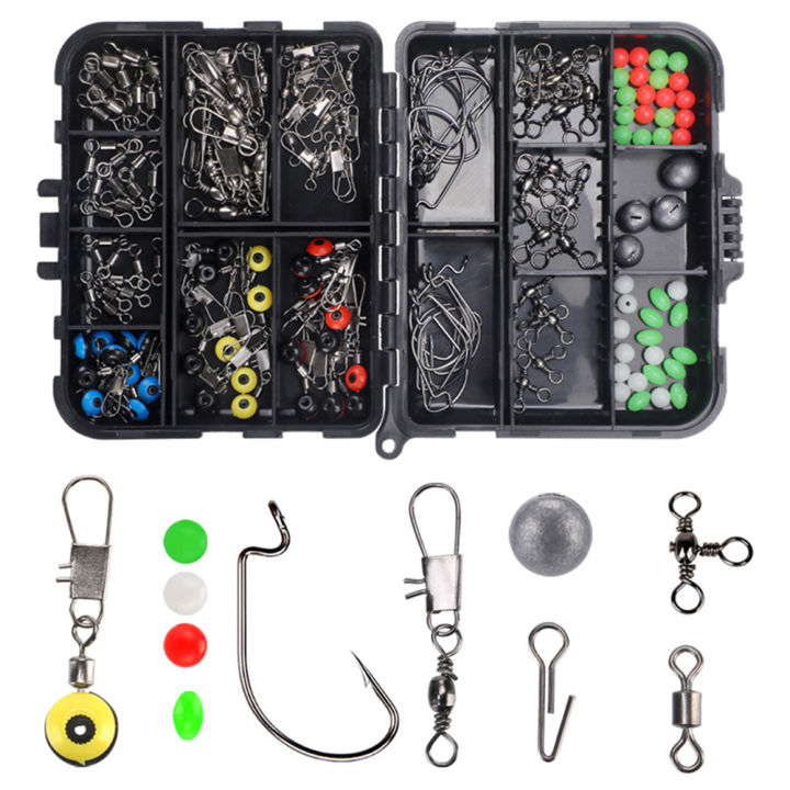 {Ready}162pcs 164pcs Fishing Accessories Kit Hooks Swivels Lead Fishing