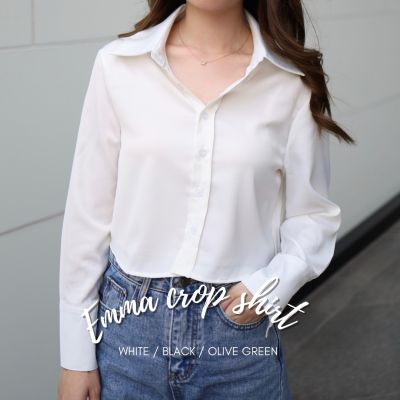 Charii.store - Emma crop shirt เสื้อครอปเชิ้ตแขนยาว