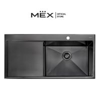 MEX รุ่น SCS1001GM อ่างล้างจาน 1 หลุม 1 ที่พัก สเตนเลส สตีล AISI 304 สี Grey Metal