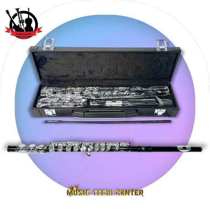 Black Pink Silver Concert Nickel Silver Flute Closed Keys Music Tech