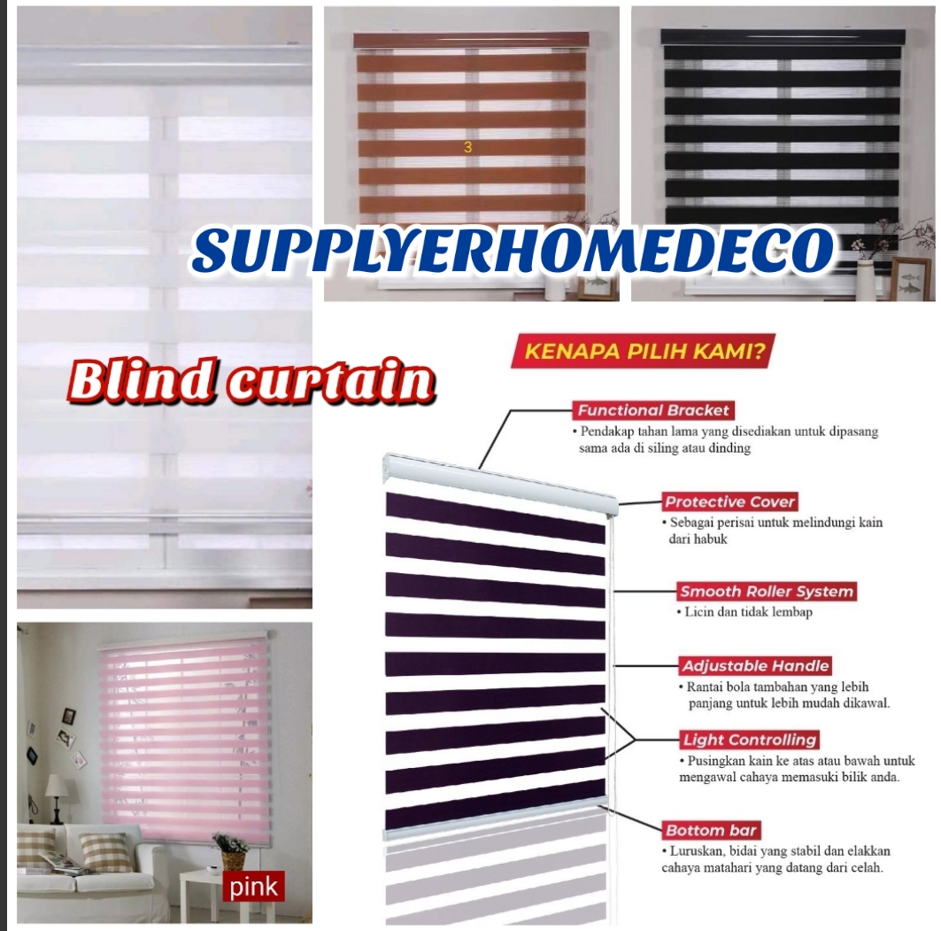 Blind curve window [PROMOSI] tirai tingkap dapur | bidiai tingkap modem | zebra blind | blinds curve | 1 2 3 panel | roller blind