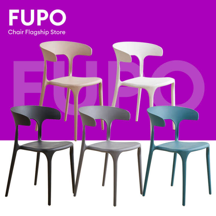 6color Plastic Horn Chair Nordic Chair Stackable Plastic Chair Home