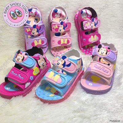 ของเเท้ พร้อมส่ง🎉รองเท้ารัดส้นเด็ก Minnie Mouse พื้นยาง ใส่สบาย รองเท้าเด็ก #MN01