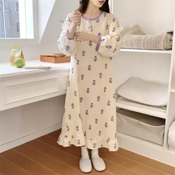 Mùa thu và mùa đông phiên bản Hàn Quốc của chiếc váy xù dày sang trọng dài  tay phục vụ nhà đồ ngủ nữ ren dài váy ngủ | Lumtics | Lumtics -