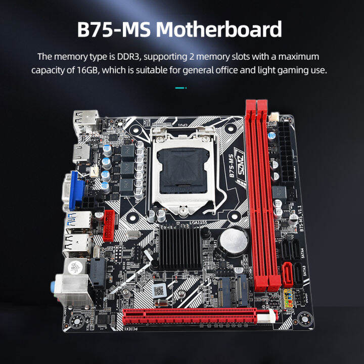 [Vktech] 24Pin B75-MS Motherboard Max Capacity 16GB LGA 1155 ...