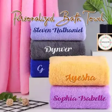 Name printed bath discount towels