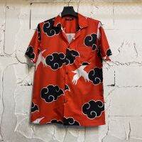 ฮาวายลายนารูโตะแสงอุษาสีแดง hawaii เนื้อผ้าไหมซาตินอิตาลี่?%ไซค์ m l xl 2xl 3xl 4xl ผ้านิ่มสวมใส่สบายไม่ร้อน ใส่ได้ทั้งชายและหญิง