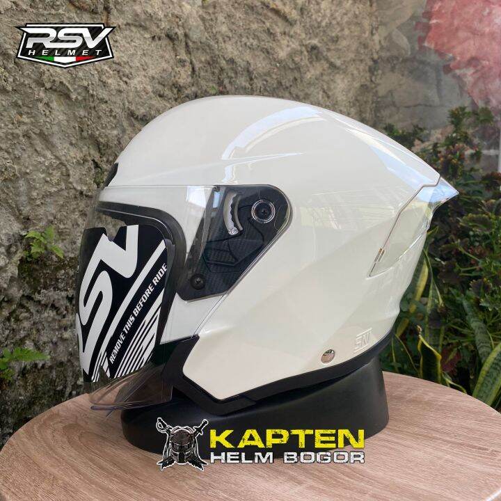 HELM RSV NEW WINDTAIL SOLID WHITE HELM HALF FACE SINGLE VISOR RSV