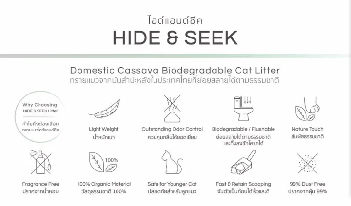 hide-and-seek-2-72-kg-ทรายแมวมันสำปะหลังสำหรับแมวทุกสายพันธุ์-วัตถุดิบธรรมชาติ