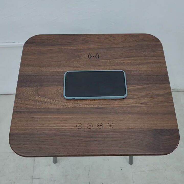 Smart Side Table with Builtin Bluetooth Speaker and Wireless Charging