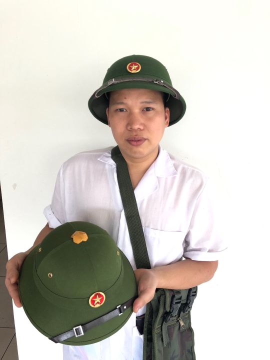 หมวกทหารเวียดนาม-พร้อมเข็มติดรูปดาว-สีเขียว-original-ทหารเวียดนาม