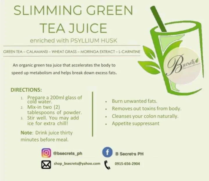 Bsecrets slimming green tea juice Lazada PH