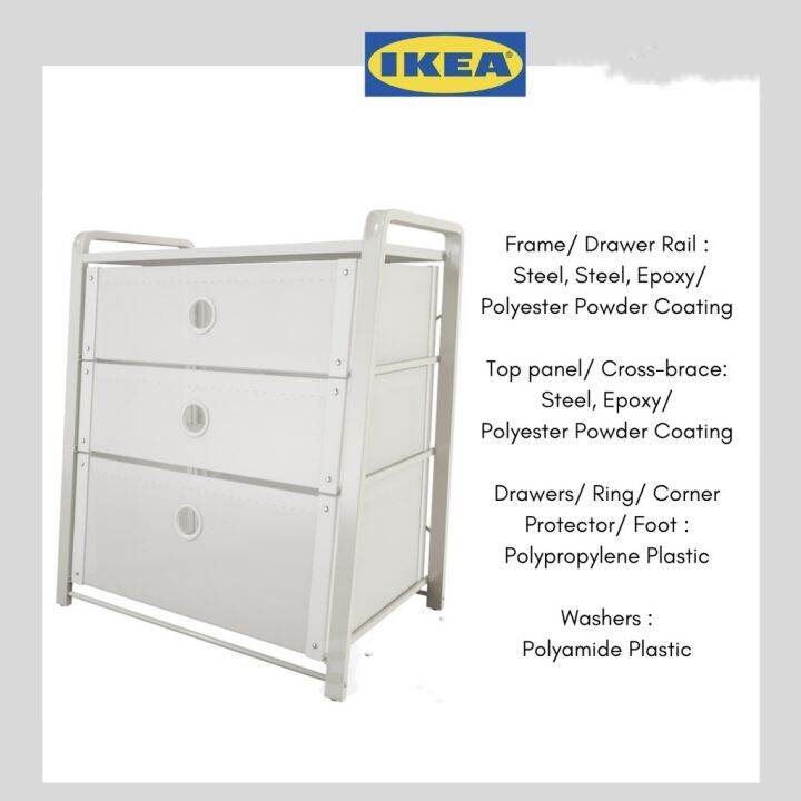 LOTE IKEA chest of 3 drawers / white Lazada