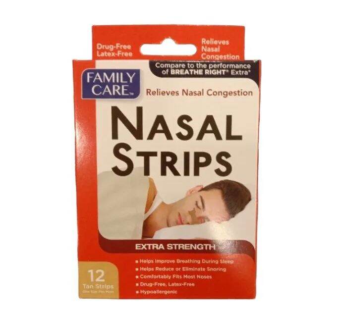 Family Care Nasal Strips,Relieves Nasal Congestion(12 Tan Strips