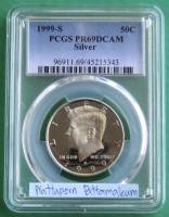 ตลับเกรด PCGS PR69DCAM 1999 S Silver Proof 50C Kennedy