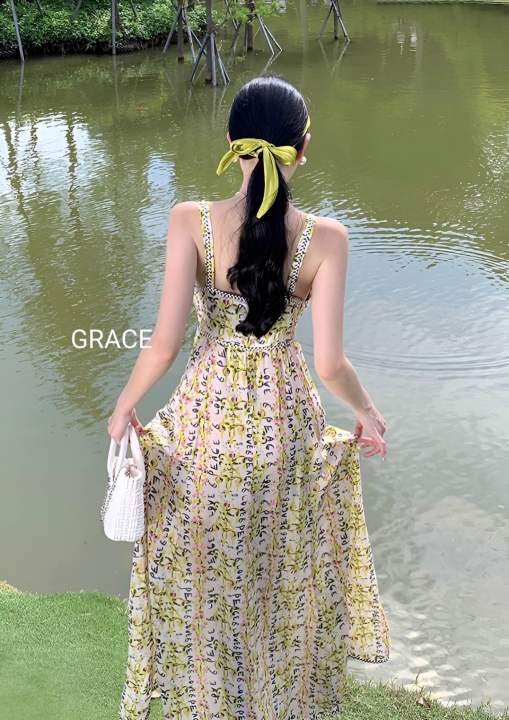 แม็กซี่เดรสสายเดี่ยวป้ายgrace