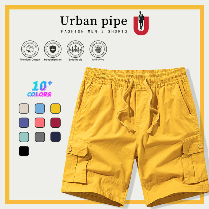 URBAN PIPE 6 Pocket Cargo Shorts For Men Knee-Length Buttons Drawsting ...