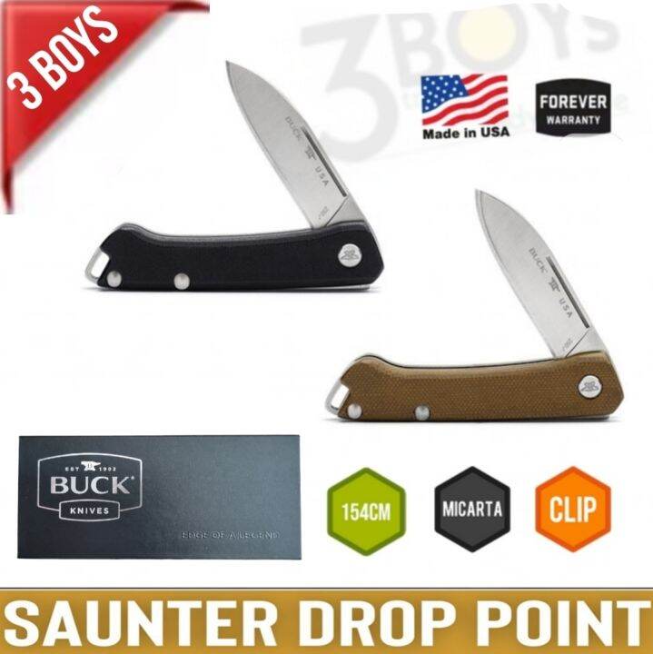 มีด-buck-รุ่น-250-saunter-drop-point-มีดขนาดกระทัดรัด-เหล็ก-154cm-slip-joint-ด้ามจับ-canvas-micarta-สวย-คลาสสิค-ผลิต-อเมริกา