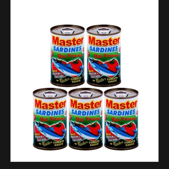 Master Sardines in Tomato Sauce 155grams x 5pcs Lazada PH
