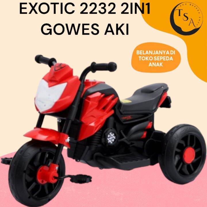 Motor aki listrik anak EXOTIC 2232 2in1 bisa gowes dan aki | Lazada
