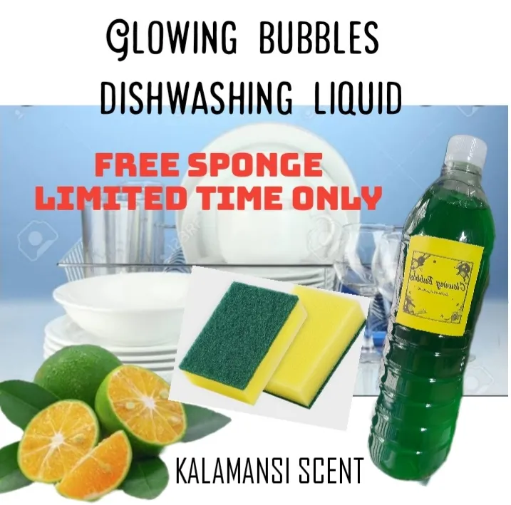 Glowing bubbles DISHWASHING LIQUID 1 LITER KALAMANSI Free SPONGE