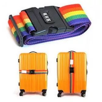 สายรัดกระเป๋าเดินทางสีรุ้ง Rainbow Travel Luggage Belt เข็มขัดรัดกระเป๋าเสื้อผ้าเนื้อไนล่อนเหนียวทนแรงลากถู ตั้งเลขรหัสล็อกได้