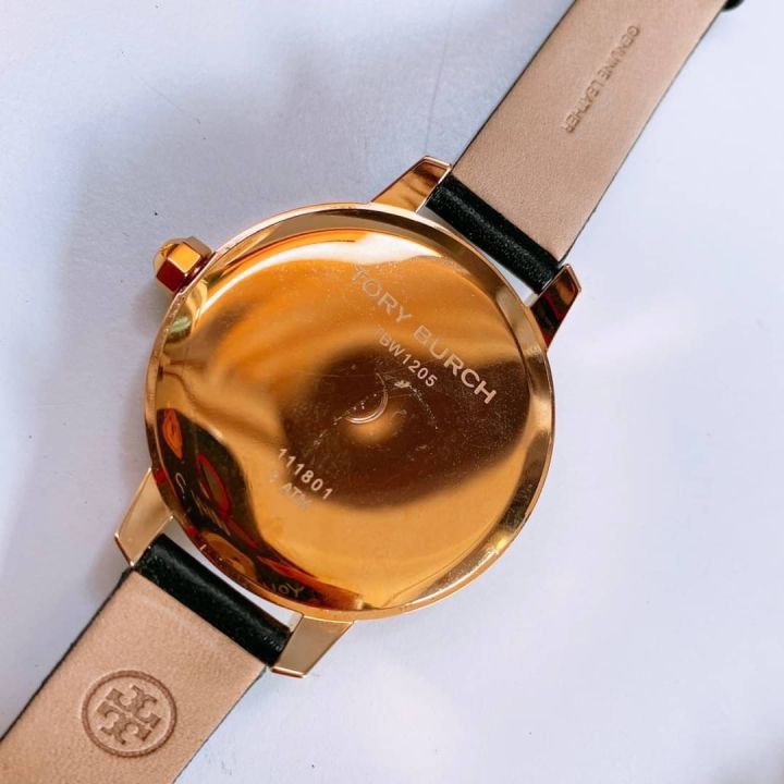 นาฬิกา-ผู้หญิง-tory-burch-womens-tbw1205-quartz-white-gold-dial-leather-strap-watch-38mm
