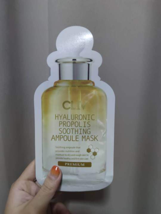 cliv-hyaluronic-propolis-soothing-ampoule-mask-22-g-แผ่นมาสก์หน้า-มาส์กชีต-ผิวดูมีชีวิตชีวา-ฟื้นฟูผิว-แลดูอ่อนเยาว์