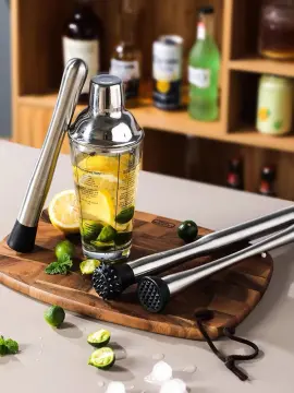 Stainless Steel Cocktail Shaker Set with Stand - 15-Piece Bartender Kit with Drink Shaker, Bar Spoon, Jigger, Muddler, Strainer, Bottle Opener & Stopp