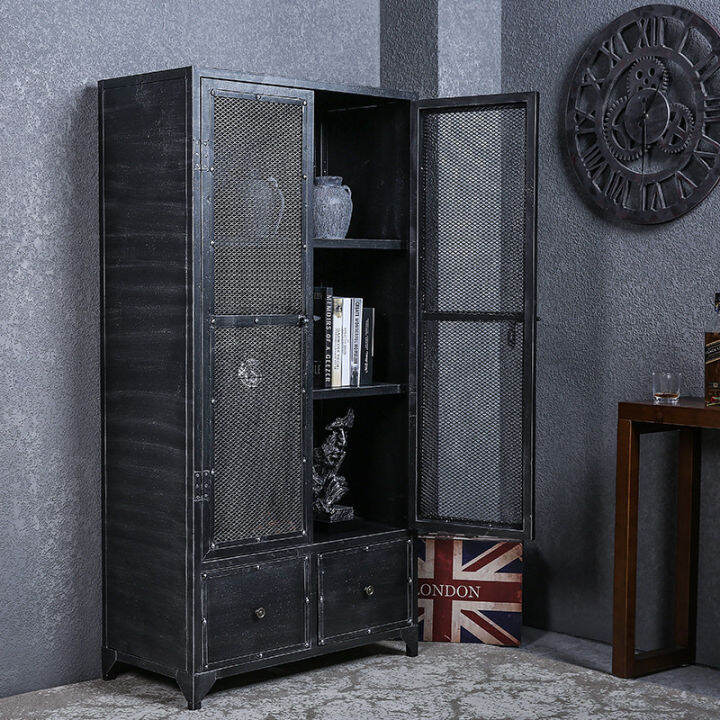 American Style Retro Office Bookcase Bookcase Antique Style Wrought