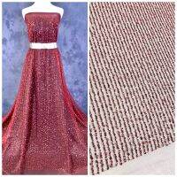 ลูกไม้ปักเลื่อมและลูกปัด Beaded Lace Fabric with Sequin