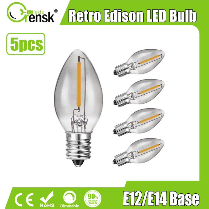 5Pcs Led Khói Grey Glass Edison Bulb 0.5W Mini E12 E14 Bóng Đèn Led Dây Tóc  Sáng Tạo Retro Đèn Điều Chỉnh Độ Sáng Bóng Đèn 50Watt Tương Đương Với Đèn  Tiết